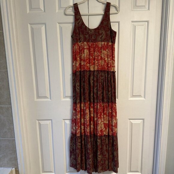 Denim & Supply Ralph Lauren Red Boho Tiered Maxi Dress Small - Picture 7 of 14